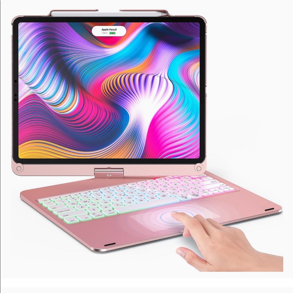 Keyboard Case for iPad Pro 12.9
with Touchpad Backlight Function Keyboard (Rose)